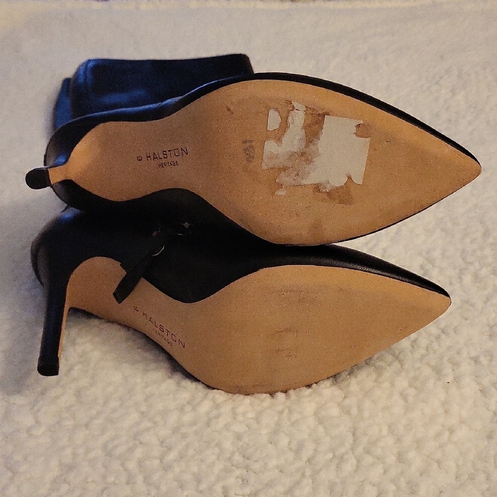 Halston Heritage Amanda Boots Black Leather Stiletto Size 9 - Picture 5 of 10